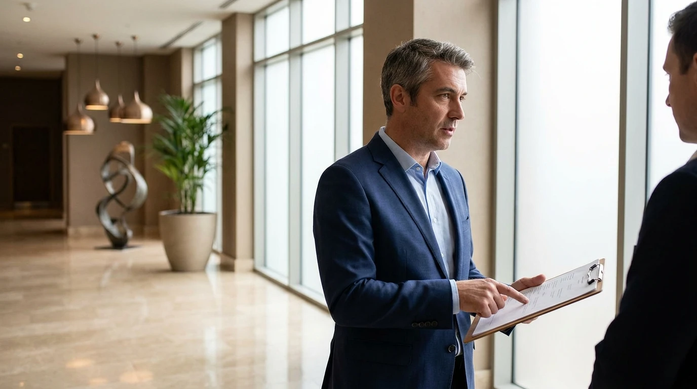 Hotelmanager im Beratungsgespräch
