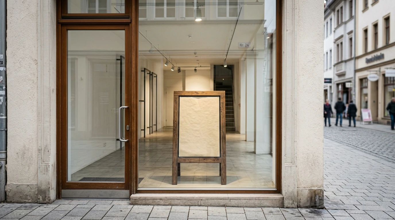 Leeres Schaufenster in Fußgängerzone