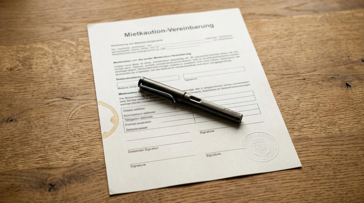Kautionsvertrag auf Tisch
