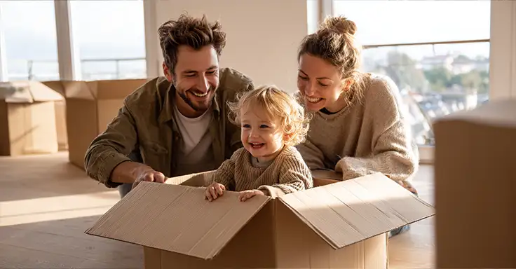 Familie beim Einzug